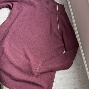 Tahari Burgundy Cowl Neck Sweater with Zipper
